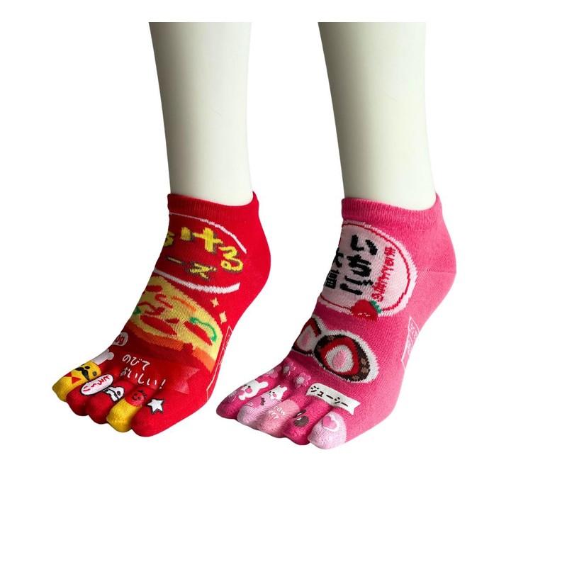 [Mode Select] Women's 5 Toe Socks, Characters, 2 Pairs Set,