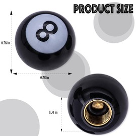 MEAJOO 4PCS Pool 8 Ball Style Tire Valve Stem Caps, Universal Copper Core Dustproof Tire Valve Stem Covers for Cars, SUV, Trucks, Bikes, Motorcycles, Bicycles(Black)