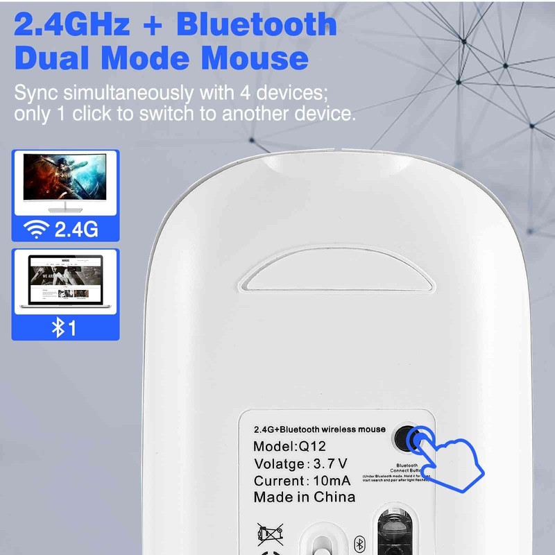 UrbanX Compact Rechargeable Wireless Multi-Device Bluetooth Keyboard and Mouse Combo