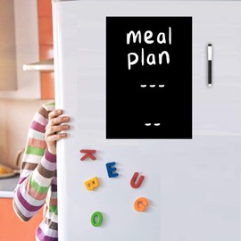 TMS Magnetic Whiteboard for Fridge | Kitchen White Board with Dry Wipe Pen for Memos, Notes or Reminders | use as Notice Board, Weekly Meal Planner or to Do List (Black, A4 (30 x 21cm))