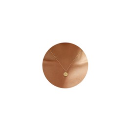 Tasiso Gold Pendant Necklace for Women 14K Gold Plated Coin CZ Pendant Necklace Adjustable Chain Disc Round Dainty Charm Necklace Trendy Jewelry Gift