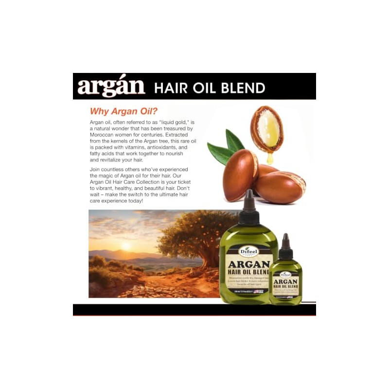 Difeel Aceite de cabello natural premium - Aceite de argán