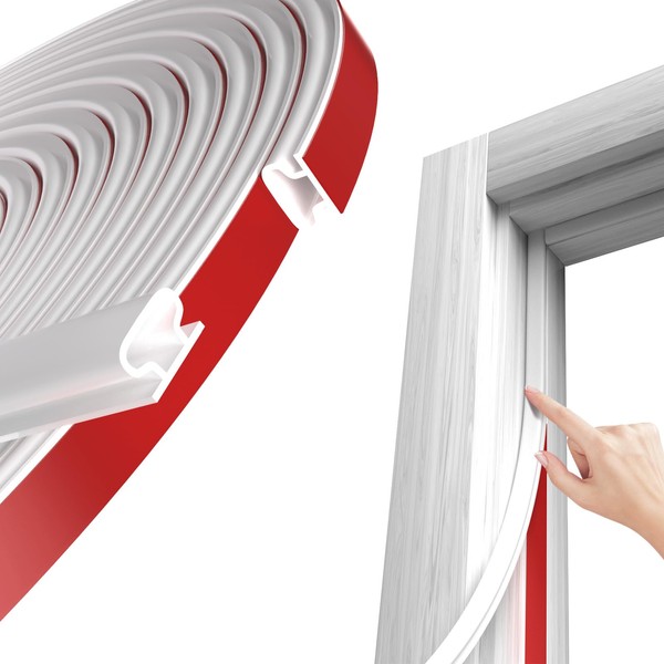 JSIWOTH Weather Stripping, White D-Shaped Rubber Seal Strip for Doors/Windows,