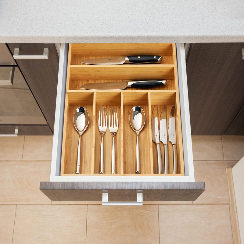 Umilife Kitchen Drawer Organizer, 12 Inch Silverware Utensil Tray Holder,