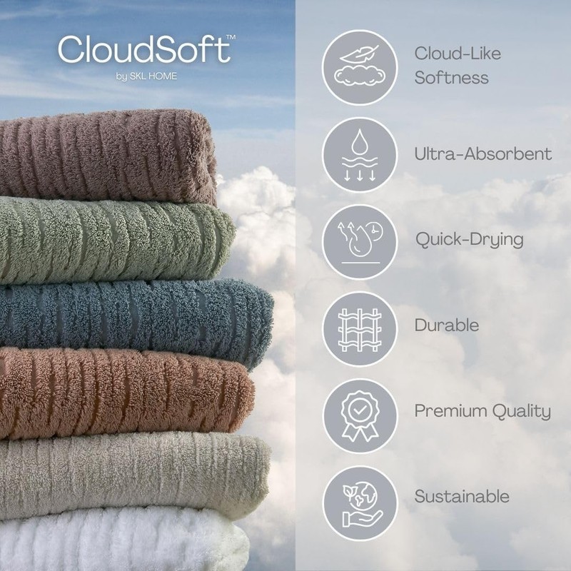 SKL Home Cloud Soft 4 Pc Bath Towel Set, Sage
