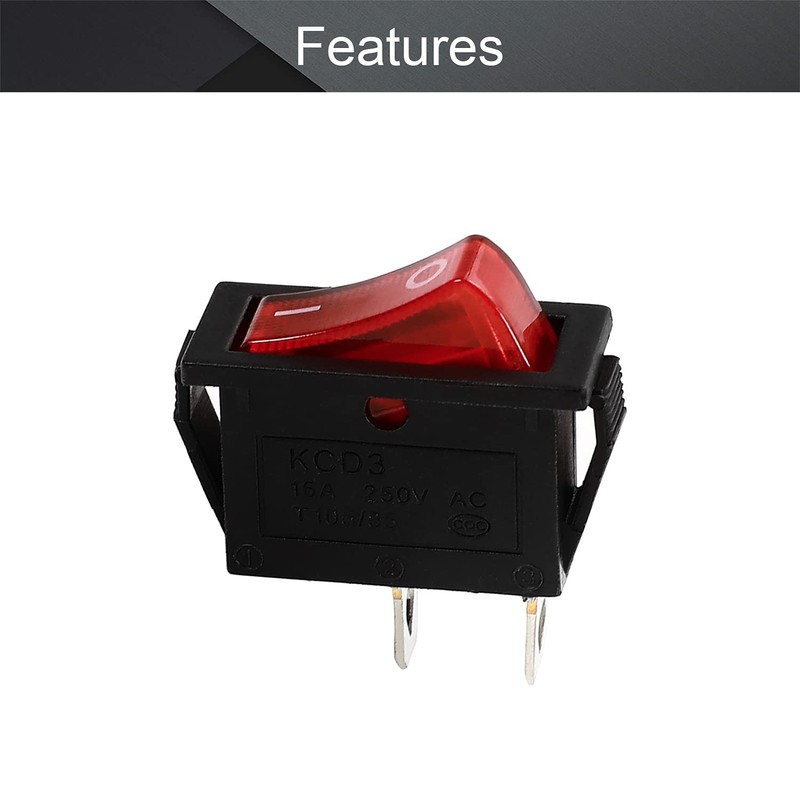 Fielect 1Pcs KCD3 ON/Off Boat Rocker Switch 2Pin 250V/15A 125V/20A