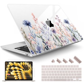 May Chen for MacBook Air 13.6 Inch M3 M2 2024-2022 Release, Model A3113 A2681 [Utra-Thin Crashproof] Pattern Hard Shell Cover for MacBook Air 13.6 inch - Plants & Flower