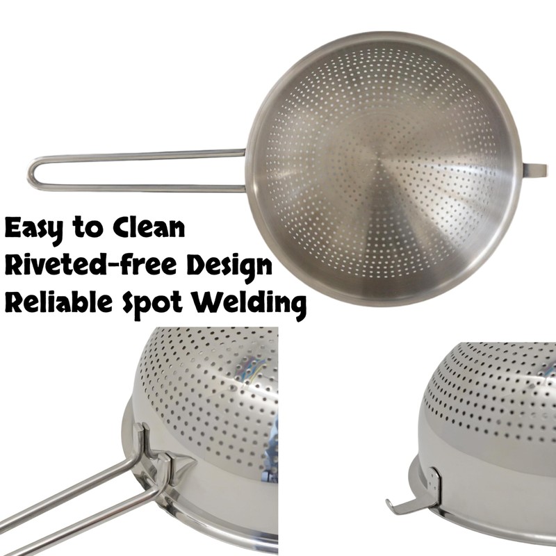 HiSteng 7-Inch Stainless Steel Strainer Colander with Handle, 1.5 Qt,