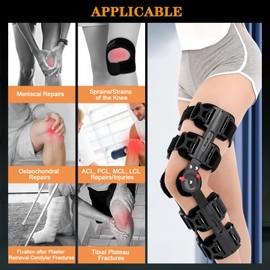 Carbon Fiber Unloader Knee Brace,Hinged Brace Knee Immobilizer for ACL,MCL,PCL Injury,Orthopedic Rehab,Post Op,Support for Arthritis Pain,Osteoarthritis Meniscus Tear(Applicable to left & right feet)