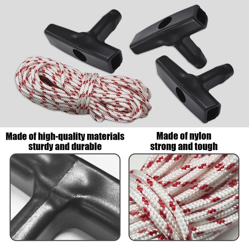 1 Set 10M Recoil Start Rope, 3 Black Start Handles,