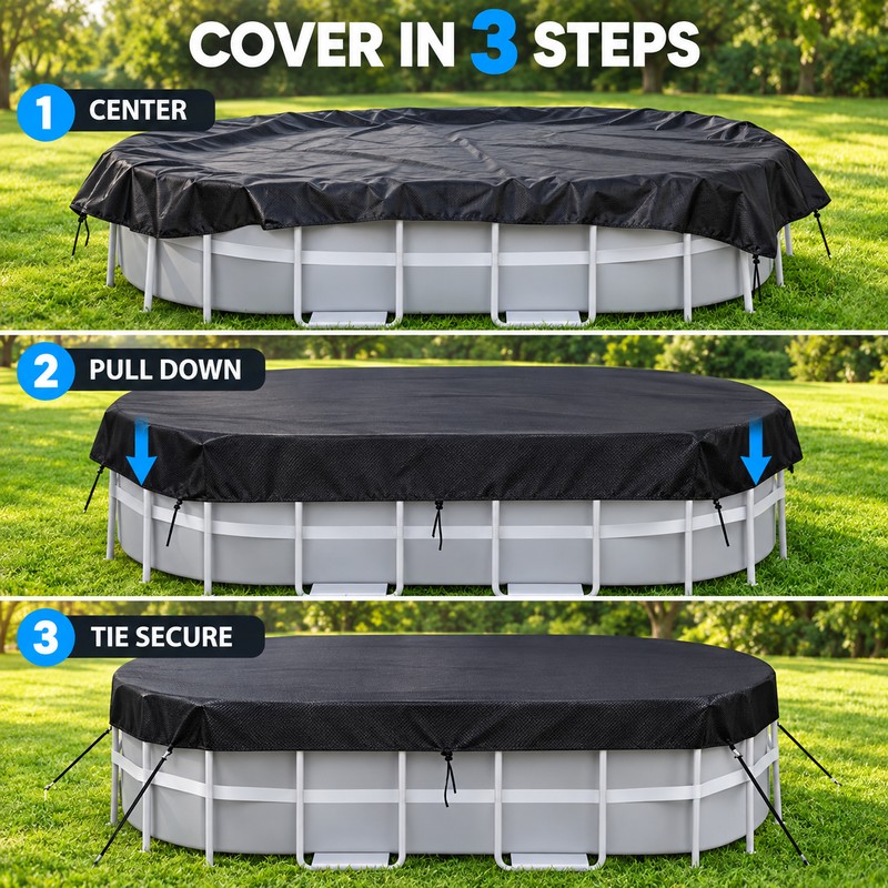 10 x 16 Ft Waterproof Above Ground Pool Cover, 210D
