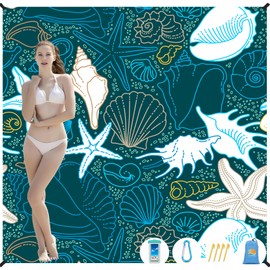 Aroveea Beach Blanket Waterproof Sandproof 1-7 Adult Oversized 78 '' × 81 '' Lightweight Durable Compact Sand Free Beach Mat for Travel Camping Hiking Picnic Blanket Extra Large