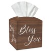 Bless You Tissue Box Covers Square, Wooden Board Texture Leather