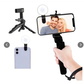 iJoy Social Media Kit with Hand Grip, Tripod, 360-Degree Rotatable Clip-On Ring Light
