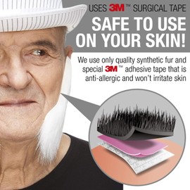 Mustaches Self Adhesive Fake Mutton Chops, Novelty, Sideburns False Facial Hair, Costume Accessory for Adults.White Color