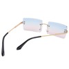 Rectangle Sunglasses for Men/Women Small Rimless Square Shade Eyewear (Blue