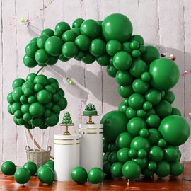Miles Retail 129 pcs Dark Green Balloons Different Sizes 18 12 10 5 Inches for Garland Arch, Green Balloons for Safari Jungle Theme Birthday Baby Shower Wedding Party Decoration, Dark Green