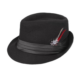 Men Fedora Panama Hat Trilby Hat with Feather British Vintage Wool Felt Jazz Cap Short Brim Bowler Hat Jazz Dancers Gangsters Rapper Cowboy Gentleman Fedora Manhattan Hat for Party Dancing Stage