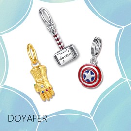 Doyafer 925 Sterling Silver Charm Set, Women's Bracelet/Necklace Pendant Set, Birthday Gift, Pearl Women's Bracelet, Silver