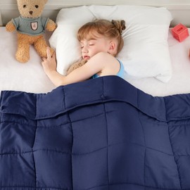 yescool Navy Weighted Blanket 5 Pounds Cooling Weighted Lap Blanket, Heavy Blanket for Sleeping, Weighted Throw Blanket Gift for 40-60lbs, 36"x48"