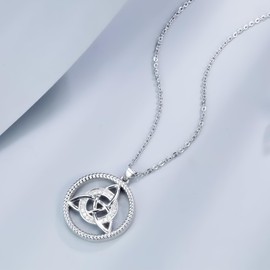 Micory Women's Necklace 925 Sterling Silver Celtic Chain Vintage Pendant Valentine's Day Mother's Day Birthday Gift for Mum Wife Girlfriend, Sterling Silver