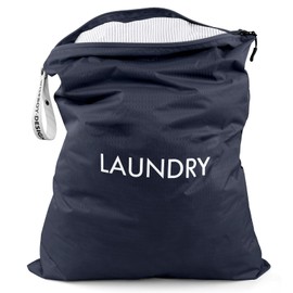 WiseBoy Laundry Bag, 23.6x35 inch Oversized Laundry Bags, Travel Laundry Bag Dirty Clothes Organizer, Nylon Wet Dry Storage Bag for College Dorm, Camping, Caravan, Navy Blue