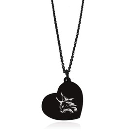 Tioneer Black Stainless Steel Lynx Floating Heart Tag Charm Pendant Necklace