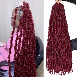 Leeven 30 Inch Burgundy Butterfly Locs Crochet Hair Goddess Crochet Butterfly Locs Hair 6 Packs Butterfly Goddess Braids Crochet Locs Pre Looped Distressed Faux Locs Crochet Hair For Women BUG#
