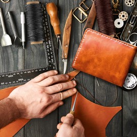 FEPITO 21pcs Leather Waxed Thread 8 Color 264 Yards 150D Leather Sewing Waxed Thread Cord with Leather Craft Hand Tools Kit for DIY Sewing Craft