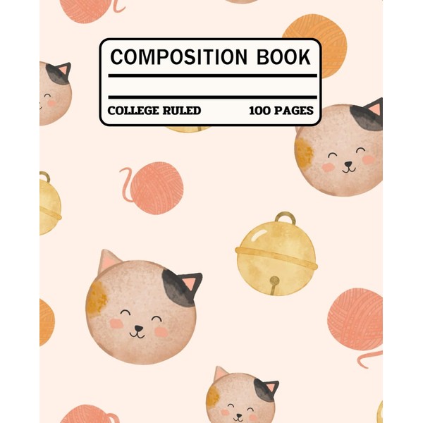 Watercolor Cat Faces Pattern - Cute Calico Cats with Yarn