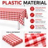 12 Pack Red and White Plastic Checkered Tablecloth, Premium Decorative