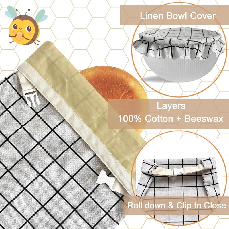 NEOHANA Beeswax Bread Bags for Homemade Bread and Bowl Cover