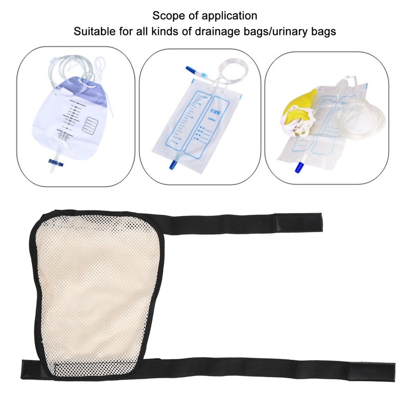 Catheter Leg Bag Holder with Elastic Strap Breathable Mesh Large