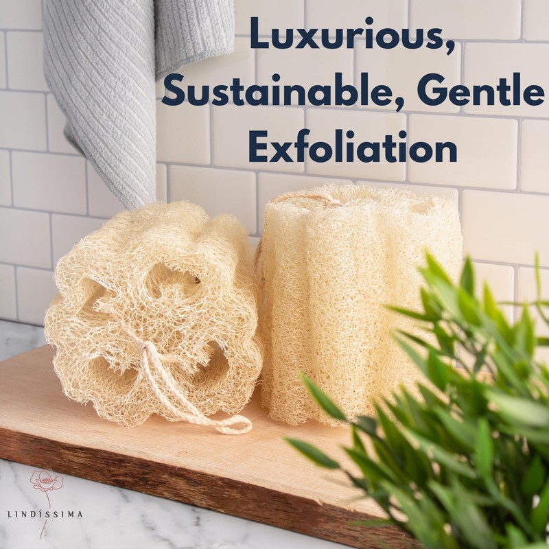 Natürlicher Luffa-Schwamm (2er-Pack) – Loofa-Peeling-Schwamm, ein Körperpeeling-Schrubber für Dusche und