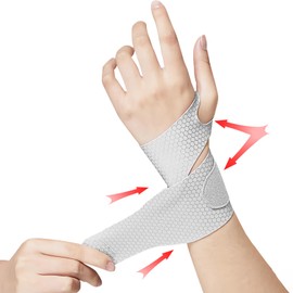 【2個入り】手首 サポーター 腱鞘 関節 固定 保護 親指 サポーター 親指付け根サポータ 保護 怪我防止 手首用サポーター超薄型 軽量 吸汗速乾 スポーツ 家事 育児 パソコン/スマホ操作 男女兼用 (グレー, 2)