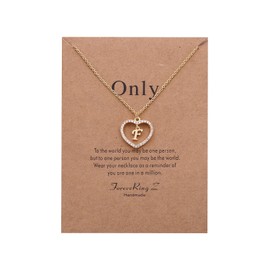 ForeveRing - Collar con Cadena y Colgante de Letra A a Z, Collar con Inicial y Tarjeta de Mensaje, Joyería para Mujer