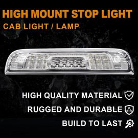 G-PLUS LED 3rd Rear Brake Light Fit For Chevy Silverado 1500 2500 HD 3500 HD/GMC Sierra 1500 2500HD 2014-2015 2016 2017 2018 High Mount Stop Parking Lamp, Clear lens Chrome Housing