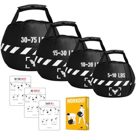 Elite Sports Kettlebell Sandbag - Heavy Duty Sand Weights Bag for Cross Training, Strength Training, Workout, Functional Fitness, Adjustable Weight, Durable Training Equipment for Home & Gym (Black, 10-20 LBS)