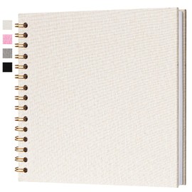 Hiwhy 10x10 Inch Scrapbook DIY Photo Album Linen Cover Hardcover White Pages 20 Sheets Small Scrap Memory Book Beige