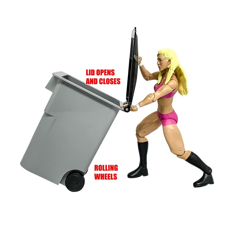 Black Dumpster & 3 Gray Trash Cans with Lid &