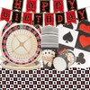Doyomtoy ALA Vegas Theme Party Tableware, 62 Pieces, Casino Party
