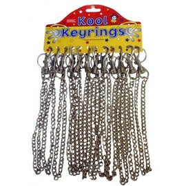 Henbrandt 12x Long Metal Keychain 40cm Key Fob with Split Rings and Rotating Snap Clip Anti Loss Anti Theft Silver Key Chain Belt Wallet Purse Keys Keyrings for Men and Women