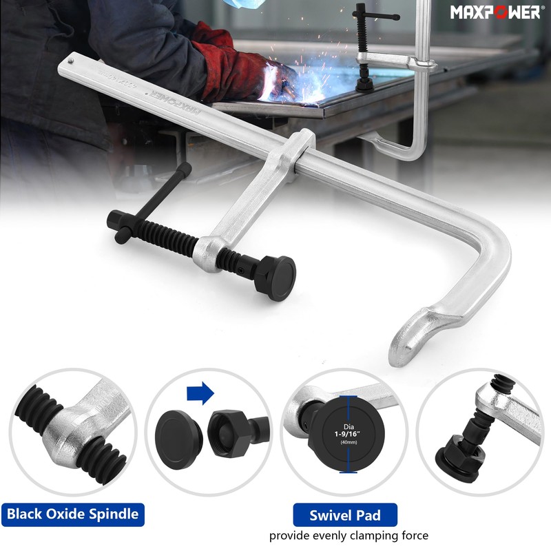 MAXPOWER 16 inch F Clamp, 5-1/2 inch Throat Depth, Removable