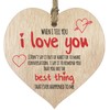 Hanging Wooden Heart Sign Plaque - I Love You, You