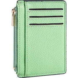 Credit Card Holder for Women Slim Minimalist Front Pocket RFID Blocking Wallet Small Compact Card Case with ID Window, Pink - Color: Green
