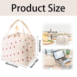 Yharnamite Cute Corduroy Insulated Lunch Bag, Reusable Thermal Tote Bags, Portable Thermal Cooler Bag, Leakproof Lunch Bags for Work, Picnic, School & Travel(A)