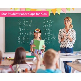 FaCraft Star Student Crowns for Kids - Paper Hats and Headbands for Kindergarten, Preschool Classroom Teacher Supplies, Recognition Awards