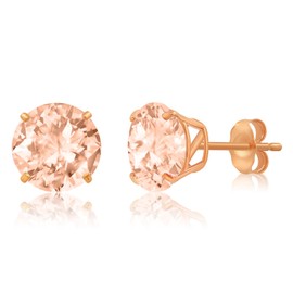 MAX + STONE 14k Rose Gold Large Natural Quartz Stud Earrings for Women | 9mm February Birthstone