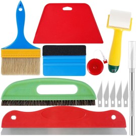 Wallpaper Smoothing Tool Kit, Wallpaper Tool Kit DIY Craft Wallpaper Paste Kit, Wallpaper Hand Tools Kit with Brush Seam Roller Tape Measure Scraper Cutter for Contact Paper Vinyl Application