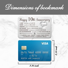 Luptiteuy 10 Year Anniversary for Him Wallet Card Gifts for Husband Wife 10 Year Anniversary Card for Him Her Happy 10th Wedding Anniversary Present for Couple